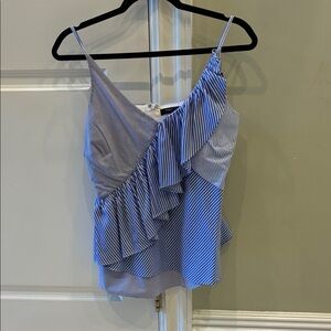 Chic Blue Striped Camisole with Ruffle Detail. Like new💗